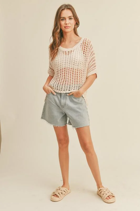 Weekend Savings Sensation Open Knit SS Top
