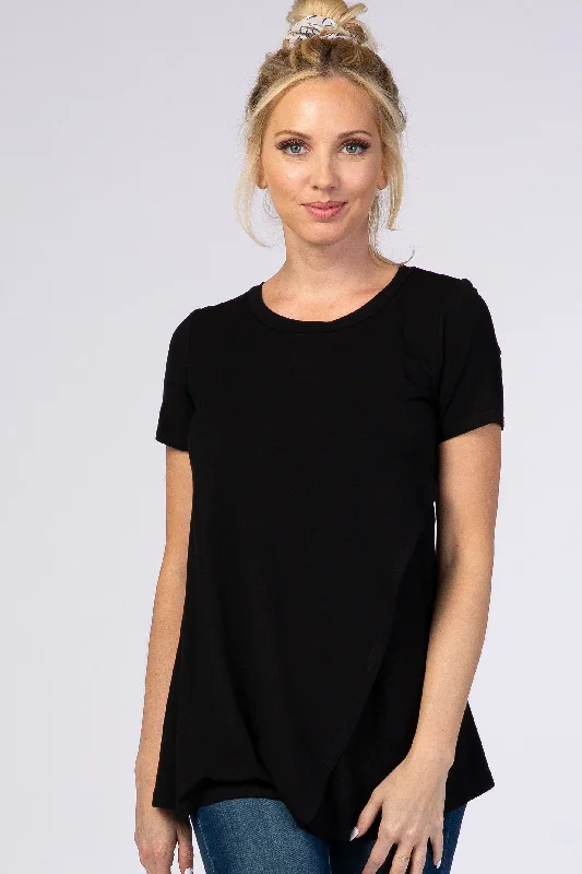 Weekend Deals That Sparkle Black Layered Wrap Front Nursing Top
