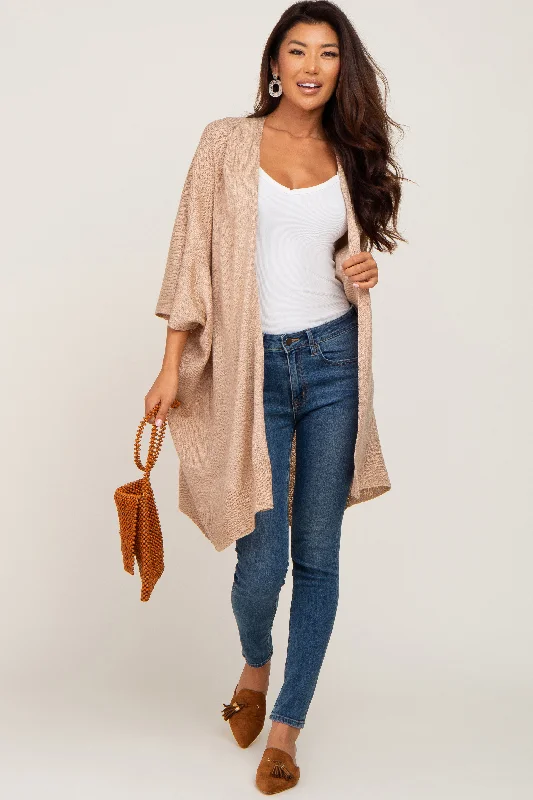 Best Seller Taupe Knit Open Front Cardigan