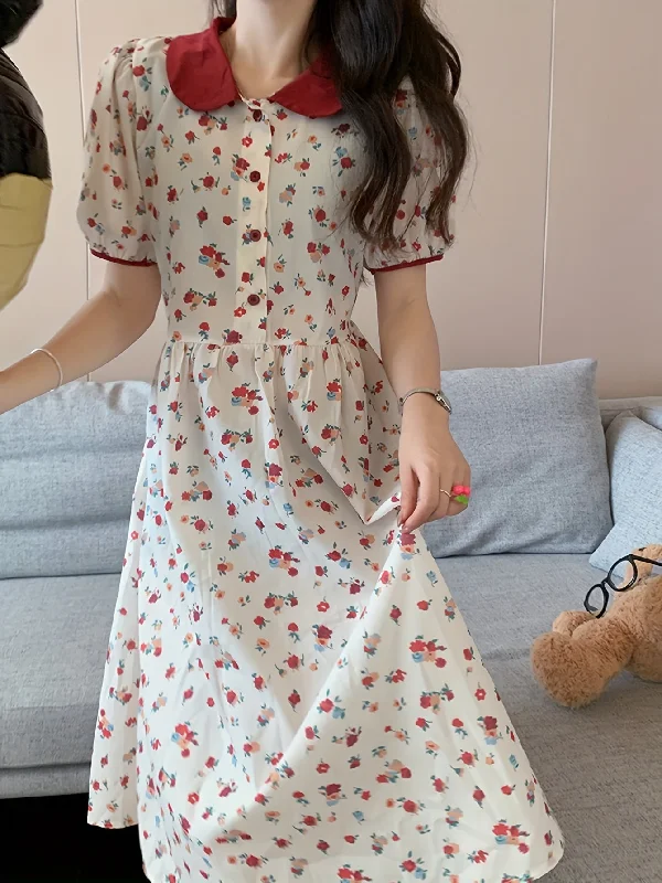 Weekend Deals That Excite Sixsr Floral Print Collared Dress, Elegant Short Sleeve Dress For Spring & Summer, Women's Clothing Weekend Deals That Excite Sixsr Floral Print Collared Dress, Elegant Short Sleeve Dress For Spring & Summer, Women's Clothing