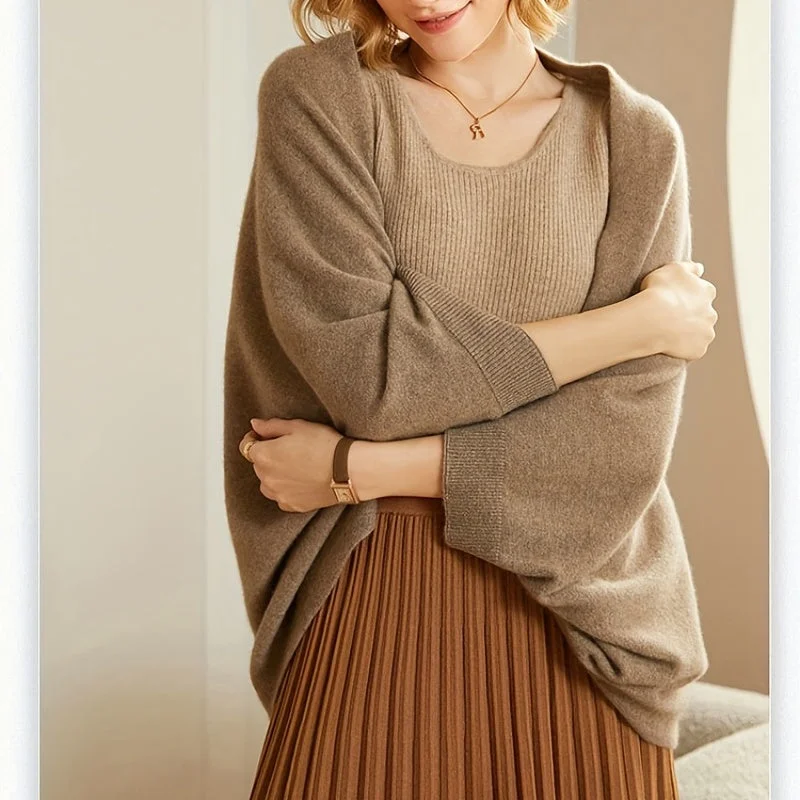 Weekend Bargains to Grab Sixsr Women's Coldproof Wool Shawl Solid Color Loose Cloak With Bat Sleeves Warm Shoulder Protection Stretchable Knitted Cardigan Weekend Bargains to Grab Sixsr Women's Coldproof Wool Shawl Solid Color Loose Cloak With Bat Sleeves Warm Shoulder Protection Stretchable Knitted Cardigan