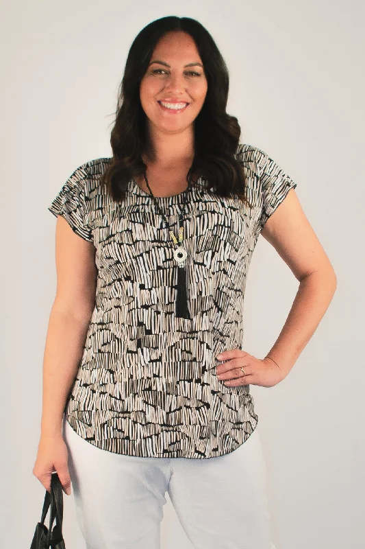 Weekend Bargains to Snag Grid Print Short Sleeve Jersey Top