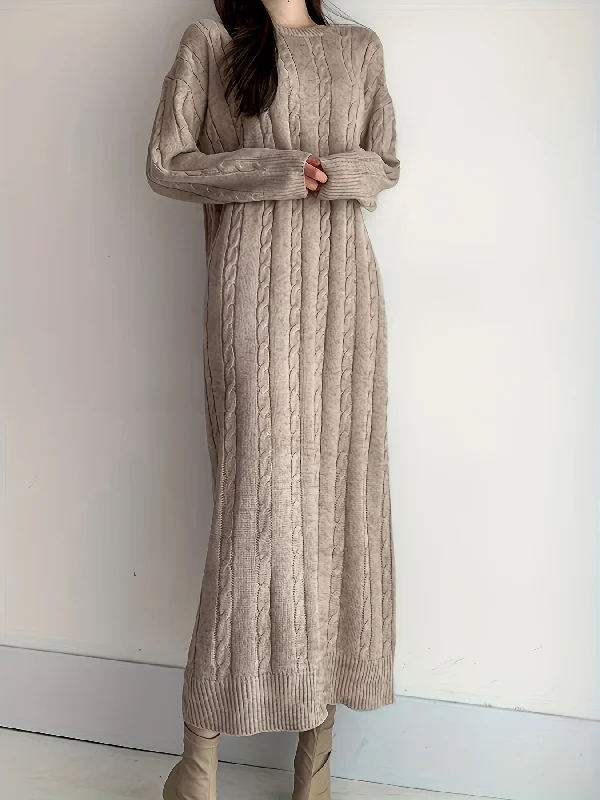 Weekend Specials to Celebrate Sixsr Cable Knit Maxi Dress, Elegant Crew Neck Long Sleeve Dress, Women's Clothing Weekend Specials to Celebrate Sixsr Cable Knit Maxi Dress, Elegant Crew Neck Long Sleeve Dress, Women's Clothing