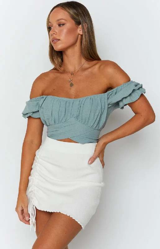Massive Deal Heritage Wrap Top Sage