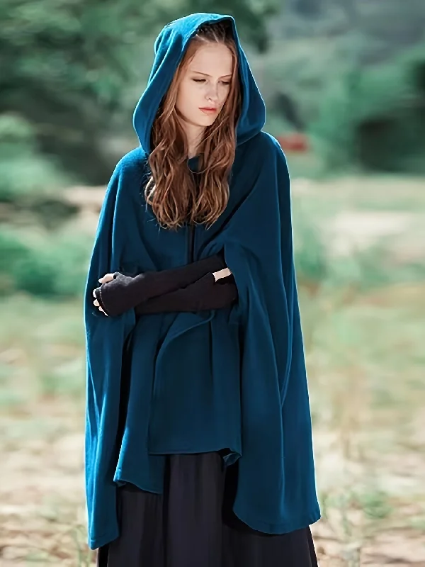 Weekend-Only Price Drops Sixsr Plus Size Elegant Coat, Women's Plus Solid Split Cape Sleeve Button Detail Hooded Shawl Coat Weekend-Only Price Drops Sixsr Plus Size Elegant Coat, Women's Plus Solid Split Cape Sleeve Button Detail Hooded Shawl Coat