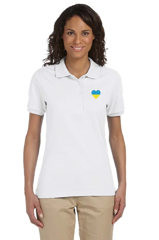 Limited Supply Women's polo shirt with blue and yellow Heart Emblem