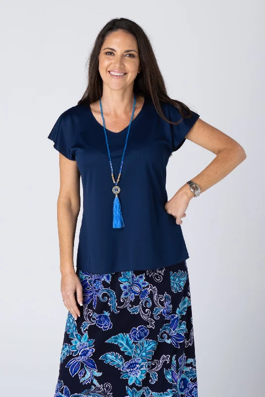 Weekend Discounts to Snag Navy Activewear Shorter Skirt Length Top