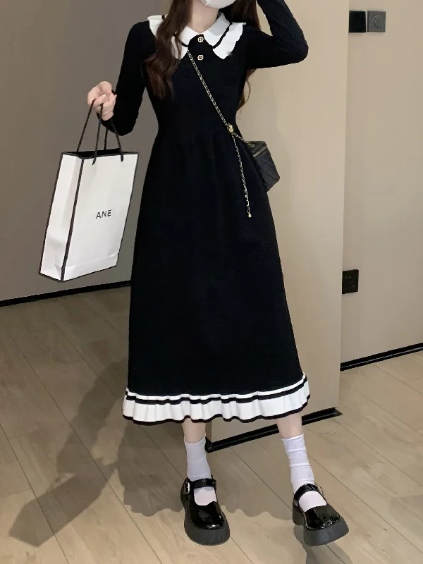 Weekend Discounts to Relish Sixsr Color Block Elegant Dress, Button Up Long Sleeve Dress For Spring & Fall, Women's Clothing Weekend Discounts to Relish Sixsr Color Block Elegant Dress, Button Up Long Sleeve Dress For Spring & Fall, Women's Clothing