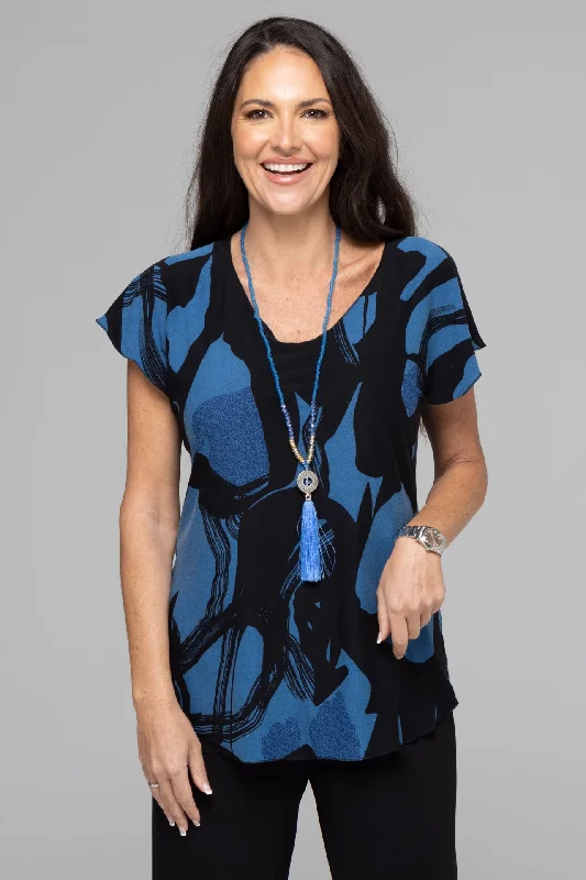 Quick Sale Sea Print Short Sleeve Jersey Top