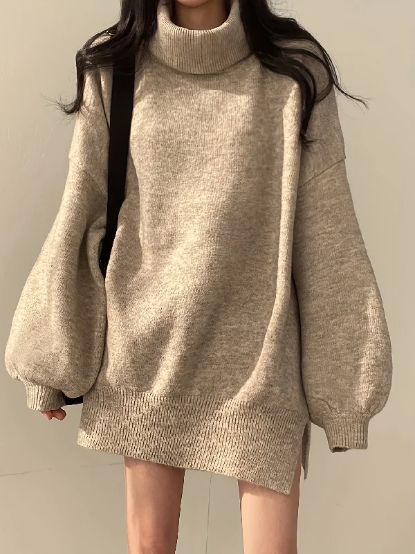 Weekend Deals to Make You Smile Sixsr Solid Turtle Neck Oversized Sweater, Casual Long Sleeve Split Sweater, Women's Clothing Weekend Deals to Make You Smile Sixsr Solid Turtle Neck Oversized Sweater, Casual Long Sleeve Split Sweater, Women's Clothing