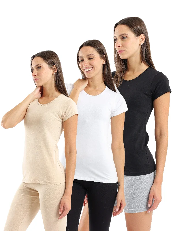 Weekend Savings Fiesta Round Neck Short Sleeves Top - Pack of 3