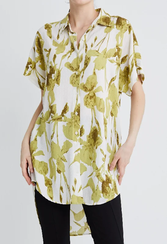 Weekend Discounts to Relish Scattered Floral Twine Tunic Shirt Dress