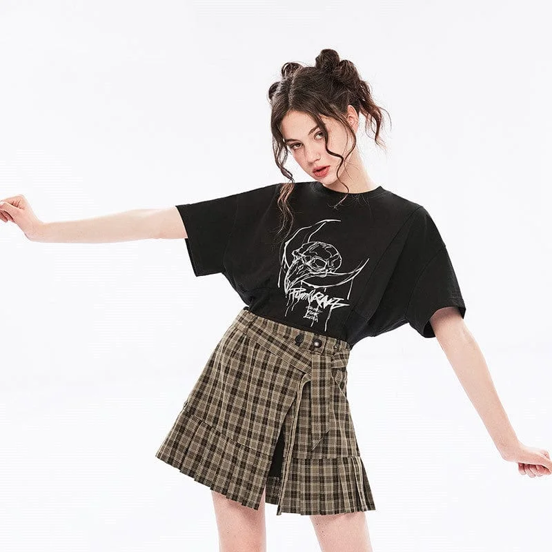 Weekend Offers That Thrill Women's Punk Skull Printed Casual Tee