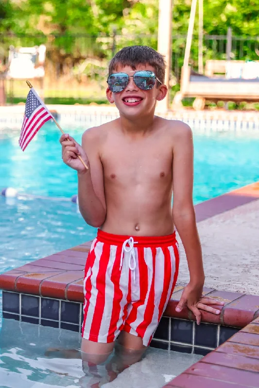 Daily Special Boys Set Sail Striped Swim Trunks