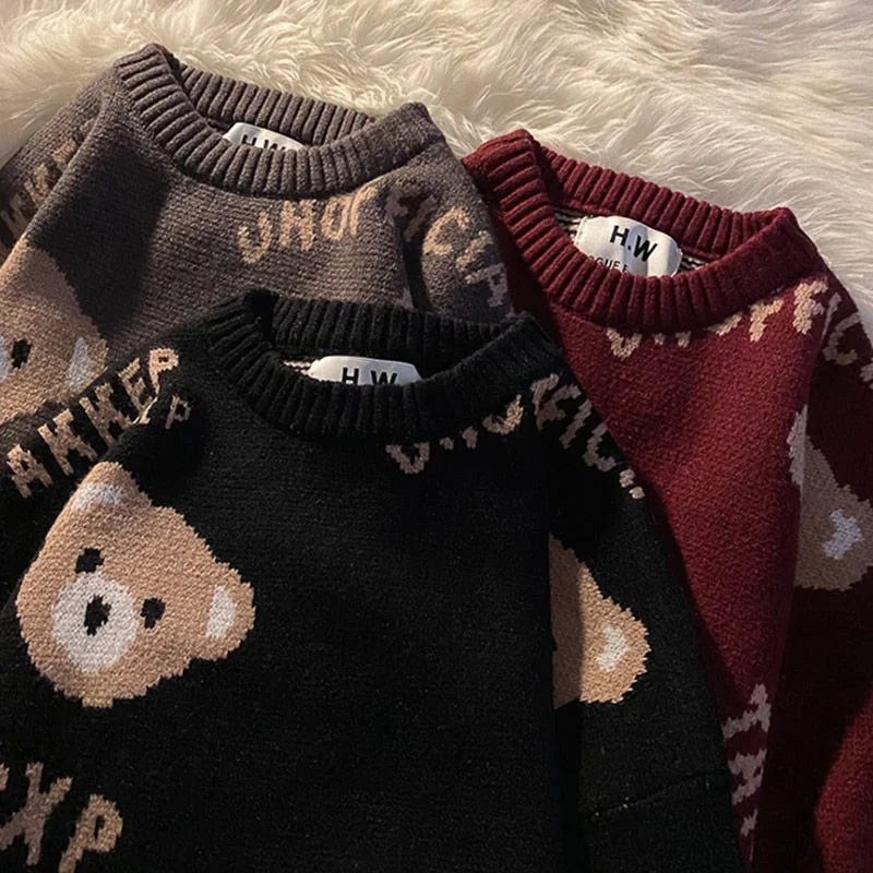 Weekend Savings Fiesta Sixsr Winter Women Fashion 3 Colors Oversized Teddy Bear Knitted Sweater Vintage O Neck Long Sleeve Female Causal Pullovers Chic Tops