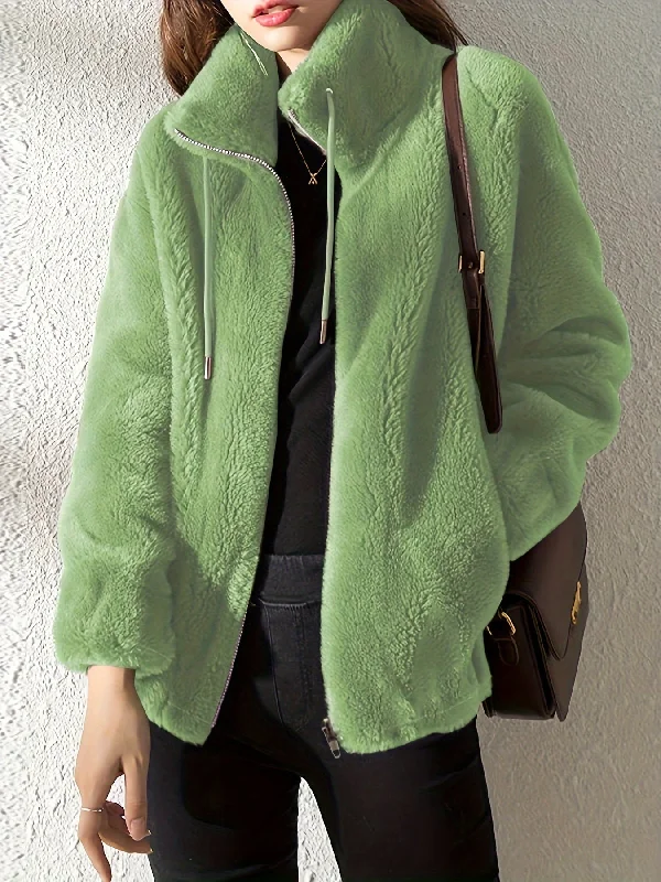 Low Price Sixsr Drawstring Teddy Coat, Casual Zip Up Long Sleeve Warm Outerwear, Women's Clothing Low Price Sixsr Drawstring Teddy Coat, Casual Zip Up Long Sleeve Warm Outerwear, Women's Clothing