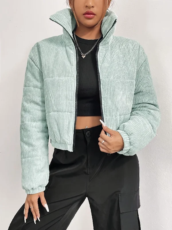 Weekend Specials to Delight Sixsr Zip Front Stand Collar Coat, Casual Long Sleeve Winter Warm Outerwear, Women's Clothing Weekend Specials to Delight Sixsr Zip Front Stand Collar Coat, Casual Long Sleeve Winter Warm Outerwear, Women's Clothing