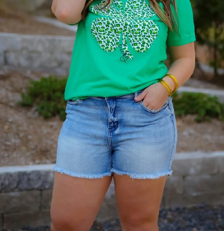 Early Bird Lucky Clover Leopard Graphic Tee