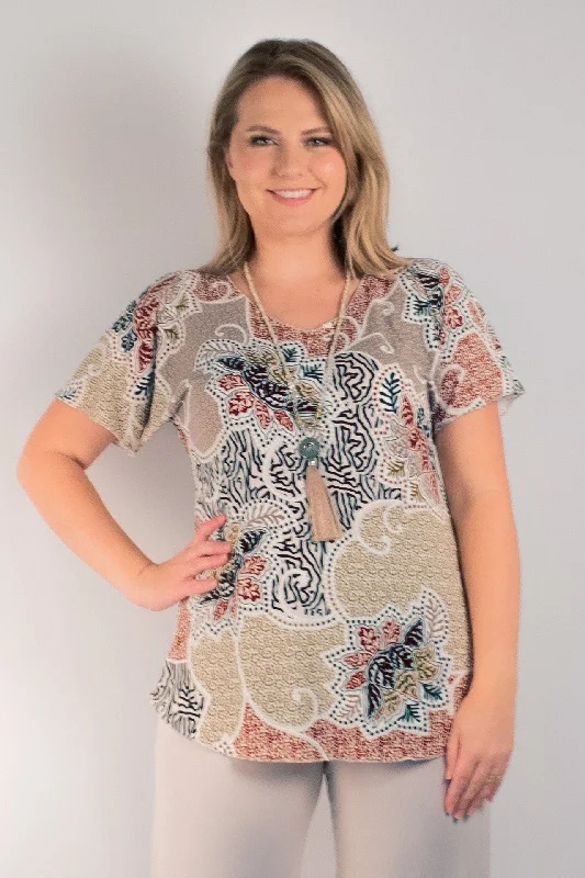 Weekend Savings Fiesta Tapestry Print Longer Sleeve Jersey Top
