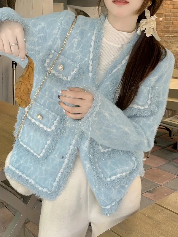Weekend Shopping Made Better Sixsr Elegant Button Front Cardigan, Long Sleeve Contrast Trim Jacket For Fall & Winter, Women's Clothing Weekend Shopping Made Better Sixsr Elegant Button Front Cardigan, Long Sleeve Contrast Trim Jacket For Fall & Winter, Women's Clothing
