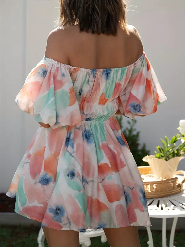 Special Discount Sixsr Off Shoulder Floral Print Dress, Romantic Backless Short Sleeve Dress, Women's Clothing Special Discount Sixsr Off Shoulder Floral Print Dress, Romantic Backless Short Sleeve Dress, Women's Clothing