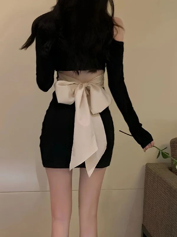 Weekend Deals That Thrill Sixsr Solid Cut Out Tie Back Dress, Elegant Asymmetrical Bodycon Long Sleeve Dress For Spring & Fall, Women's Clothing Weekend Deals That Thrill Sixsr Solid Cut Out Tie Back Dress, Elegant Asymmetrical Bodycon Long Sleeve Dress For Spring & Fall, Women's Clothing