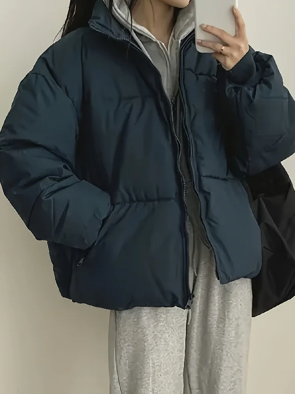Daily Special Sixsr Solid Zip Front Coat, Casual Stand Collar Long Sleeve Fall & Winter Warm Outerwear, Women's Clothing Daily Special Sixsr Solid Zip Front Coat, Casual Stand Collar Long Sleeve Fall & Winter Warm Outerwear, Women's Clothing