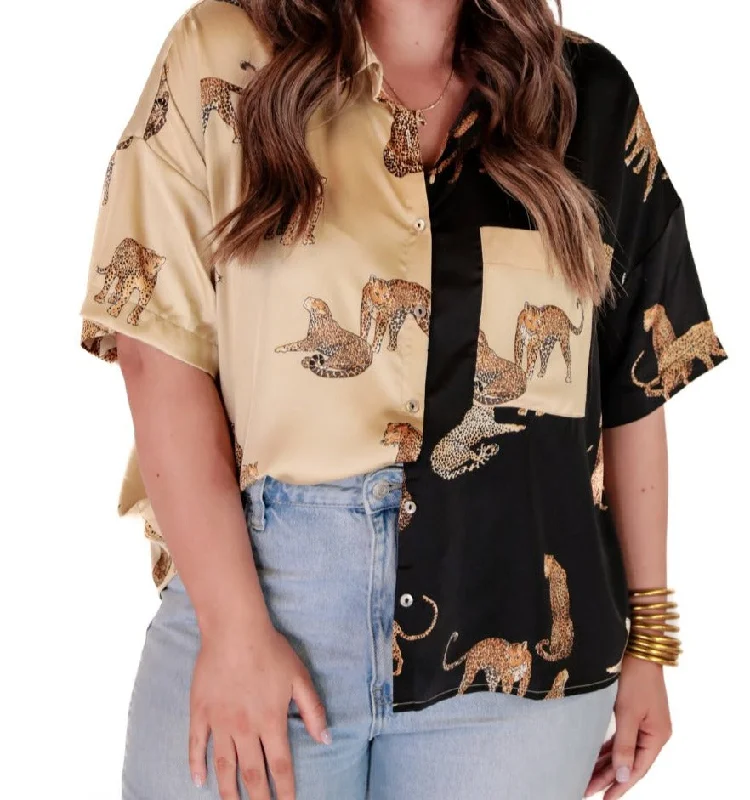 Epic Value Feeling Fierce Leopard Button Up Top