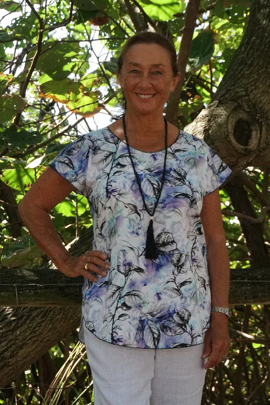Daily Special Violet Print Short Sleeve Stretch Cotton Top