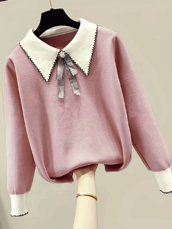 Midnight Sale Sixsr Long Sleeve Shirt Collar Sweater, Spring & Fall Elegant Casual Warm Sweater, Women's Clothing Midnight Sale Sixsr Long Sleeve Shirt Collar Sweater, Spring & Fall Elegant Casual Warm Sweater, Women's Clothing