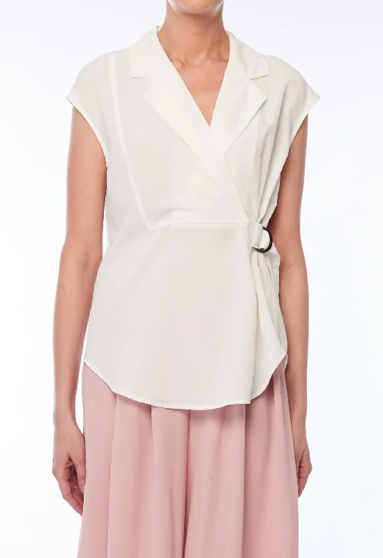 Weekend Price Cuts Galore Cap Sleeve Wrap Side Blouse