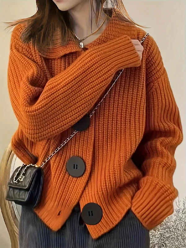 Weekend Bargains Galore Sixsr Solid Button Down Knit Cardigan, Vintage Turndown Collar Long Sleeve Sweater, Women's Clothing Weekend Bargains Galore Sixsr Solid Button Down Knit Cardigan, Vintage Turndown Collar Long Sleeve Sweater, Women's Clothing