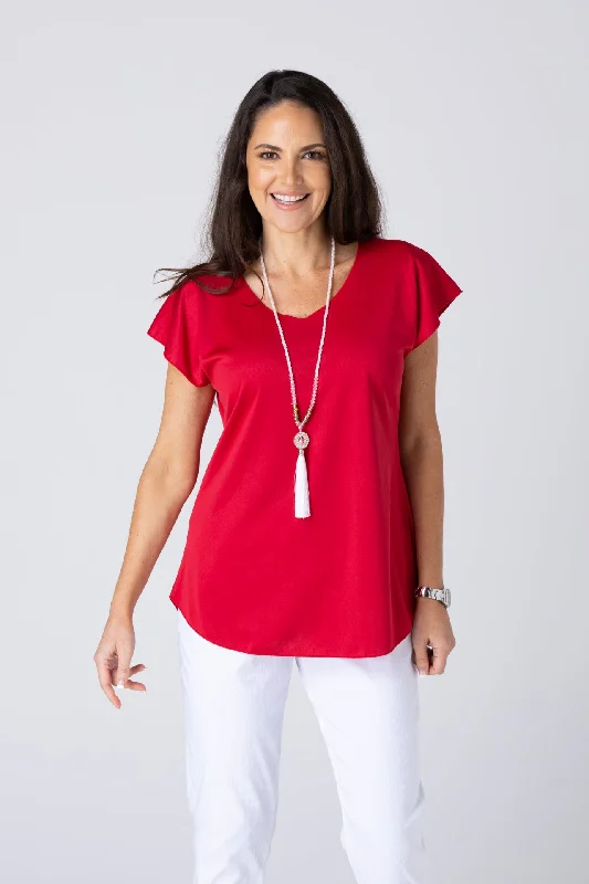 Exclusive Deal Red Activewear Short Sleeve Top