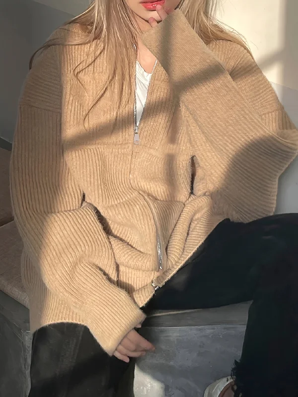 Weekend Discounts Worth Grabbing Sixsr Solid Zip Up Knit Cardigan, Vintage Turtle Neck Long Sleeve Sweater, Women's Clothing Weekend Discounts Worth Grabbing Sixsr Solid Zip Up Knit Cardigan, Vintage Turtle Neck Long Sleeve Sweater, Women's Clothing