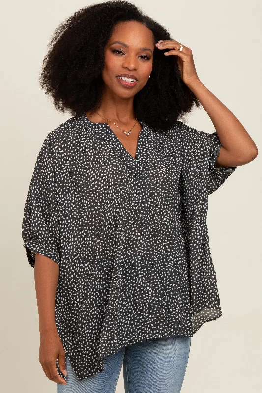 Limited Supply Charcoal Printed Dolman Sleeve Blouse