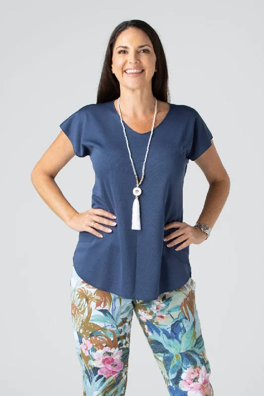 Steal Deal Midnight Blue Activewear Short Sleeve Top