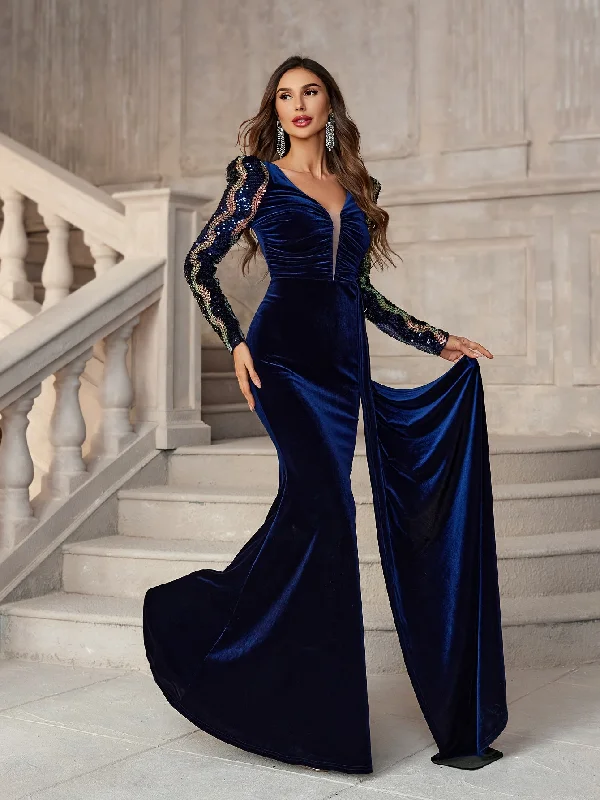 Final Offer Sequined Bodycon Maxi Dress, Elegant Long Sleeve Sleeve Dress For Party & Banquet, Women's Clothing Final Offer Sequined Bodycon Maxi Dress, Elegant Long Sleeve Sleeve Dress For Party & Banquet, Women's Clothing