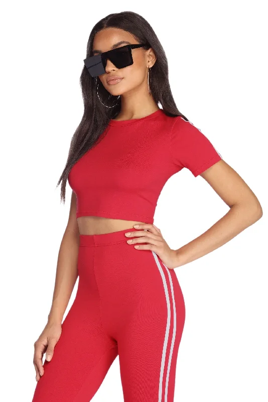 Weekend Shopping Extravaganza Side Stripe Crop Top