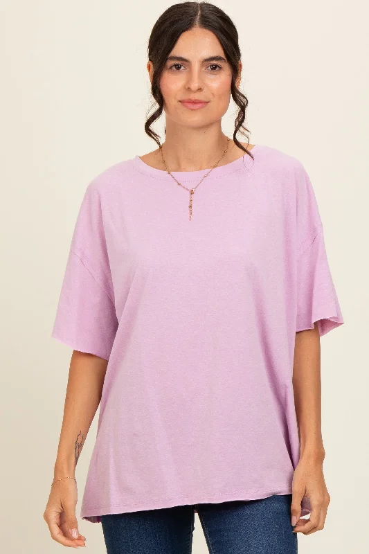 Shop and Save Lavender Raw Rolled Hem Top