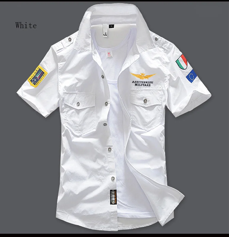 Weekend Savings Sensation New Men's Shirts Summer Embroidery Short Sleeve Tops 100% Cotton Cool Casual Air Force Male Millitary Cargo Shirt Plus Size Weekend Savings Sensation New Men's Shirts Summer Embroidery Short Sleeve Tops 100% Cotton Cool Casual Air Force Male Millitary Cargo Shirt Plus Size