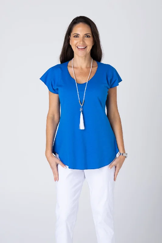 Weekend Specials to Love Royal Short Sleeve Cotton Sports Knit Top