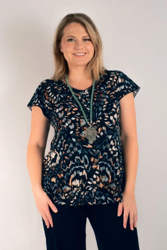 Huge Savings Whirlwind Print Short Sleeve Jersey Top