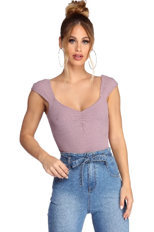 Weekend Discounts to Savor Ruched Cutie Knit Bodysuit