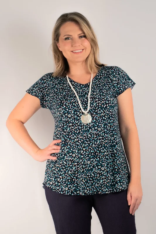 Steals and Deals Speckles Print Short Sleeve Jersey Top