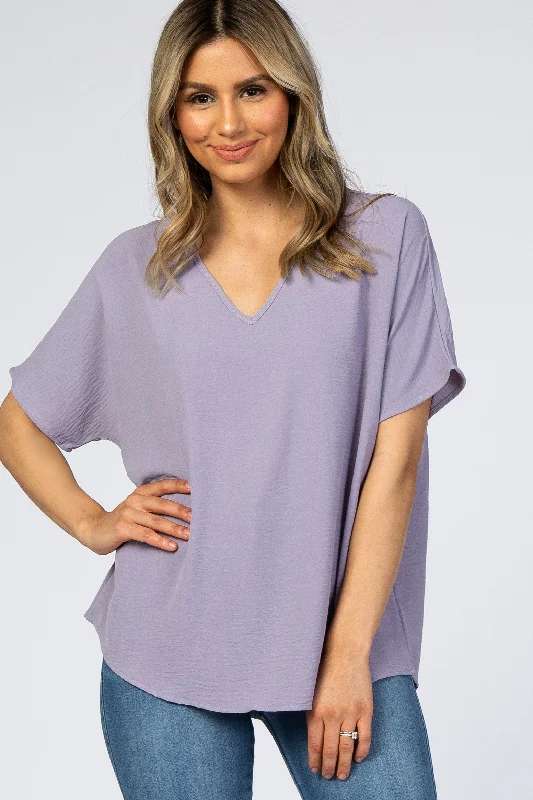 Weekend Shopping Made Better Lavender Short Sleeve Blouse