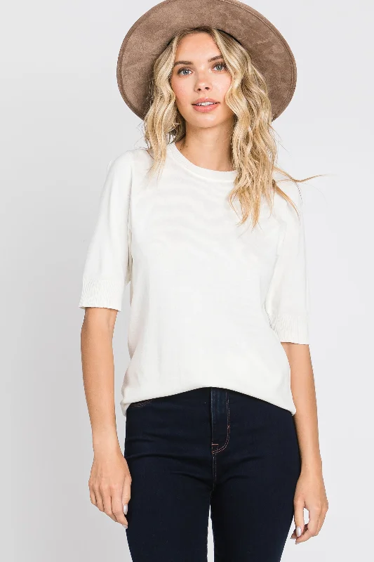 Weekend Discounts to Celebrate Cream Knit Fitted Blouse