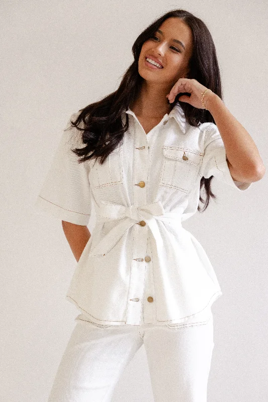 Super Sale Lepal Denim Shirt - White