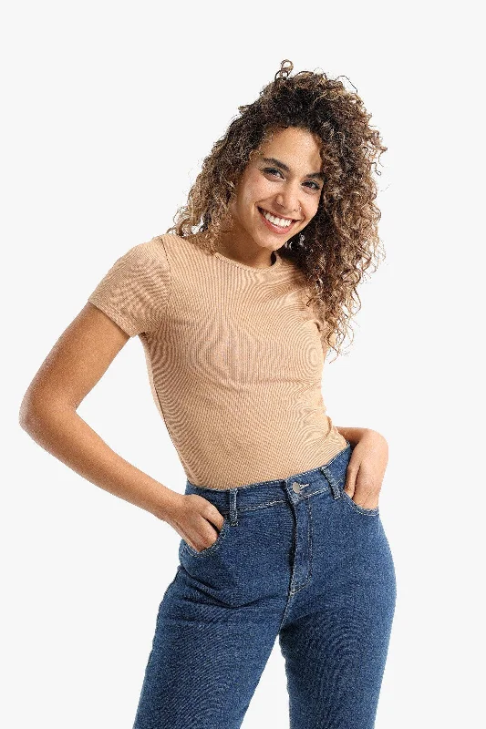 Weekend Bargains Await You Ribbed Slim Fit Top