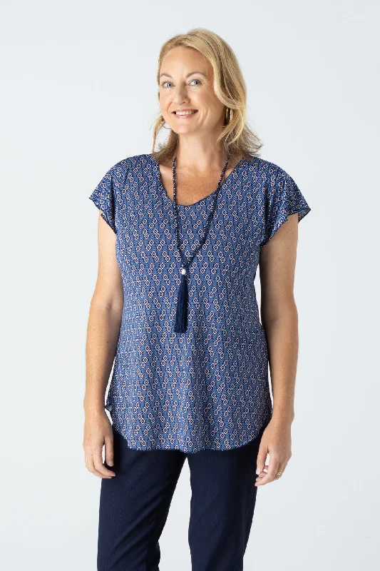 Year-End Deals Stars Print Short Sleeve Jersey Top