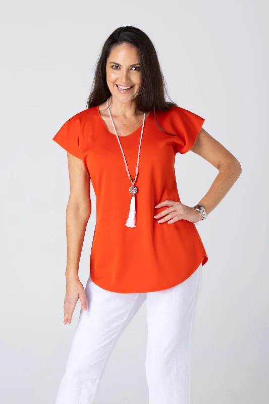 Weekend Offers That Amaze Burnt Orange Activewear Short Sleeve Top